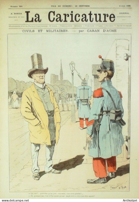 La Caricature 1885 n°284 Civils & militaires Caran d'Ache Hygiène Trock Job