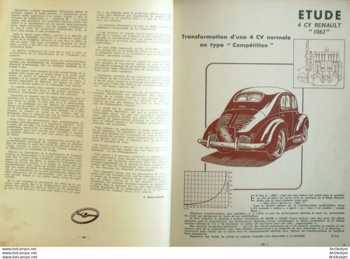 Revue Technique Automobile Renault 4cv 1063 Austin A70 A90 Panhard Dyna 107#1955