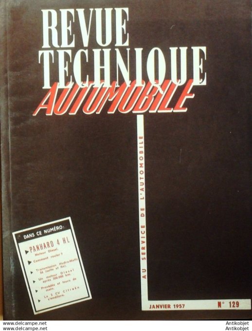 Revue Technique Automobile Camion Panhard voiturettes Avolette & Mochet 129#1957