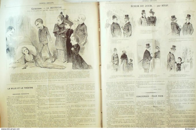 Le Journal Amusant 1891 n°1851 Regrets  la menteuse d'Alphonse Daudet Paris la Province