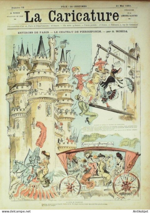 La Caricature 1881 n°  73 Château de Pierrefonds Robida Barret Trock Draner