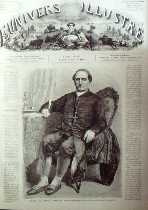 L'Univers illustré 1865 # 408 Ecosse île Skye Alger Mauresque Cardinal Andréa   