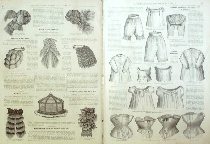 Journal Mode illustrée 1871 # 40 Costumes fillettes