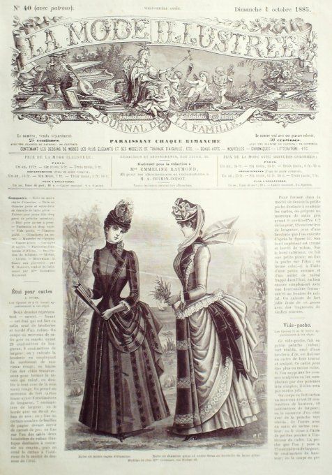 Journal Mode illustrée 1885 # 40 Jupe en Moire robe en étamine