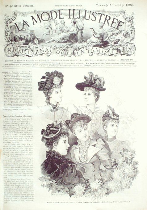 Journal Mode illustrée 1893 # 40 Chapeaux d'hiver