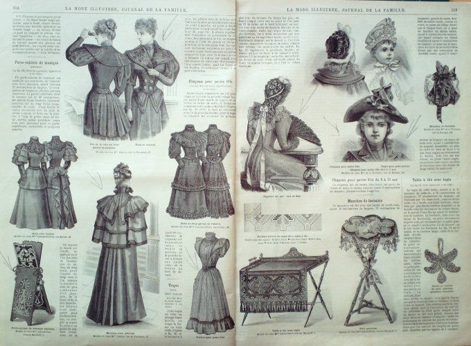 Journal Mode illustrée 1893 # 40 Chapeaux d'hiver