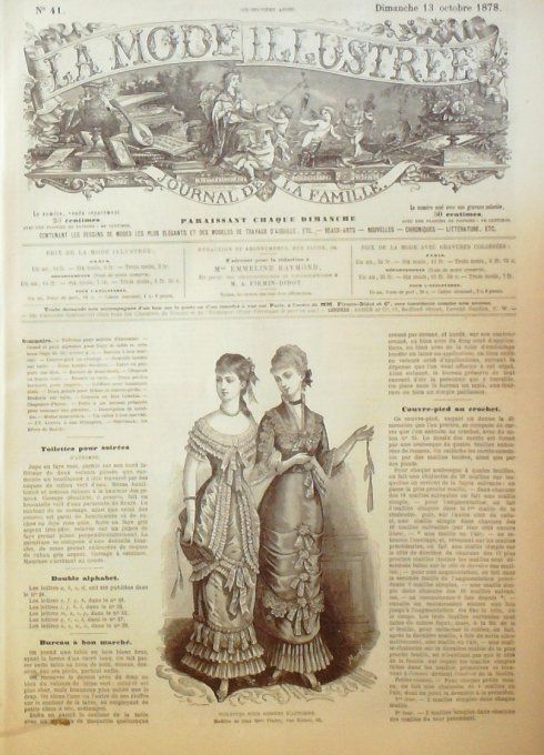 Journal Mode illustrée 1878 # 41 Toillettes de soirées d'automne