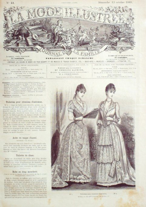 Journal Mode illustrée 1889 # 41 Toilettes de réunions