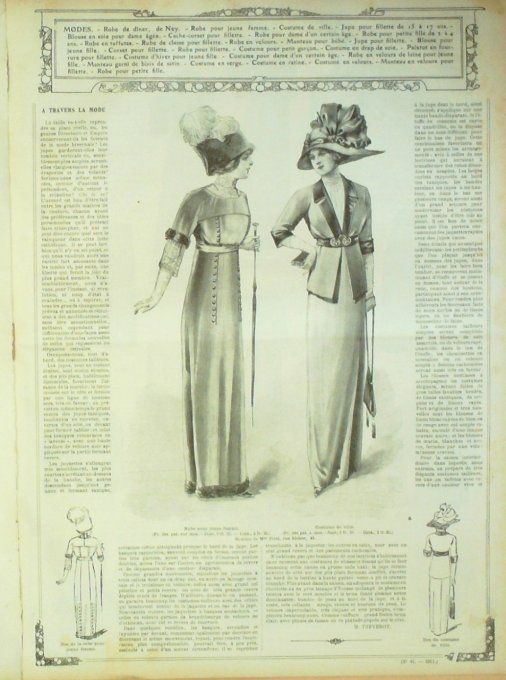 Journal Mode illustrée 1911 # 41 Costumes dames & enfants