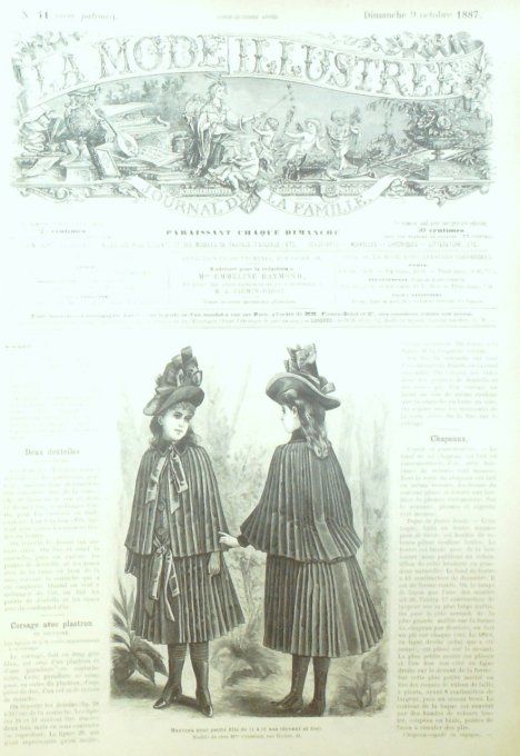 Journal Mode illustrée 1887 # 41 Manteau fillette