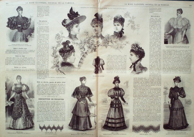 Journal Mode illustrée 1893 # 41 Basquine & chapeau d'hiver