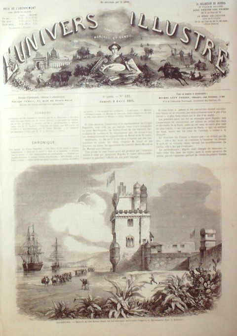 L'Univers illustré 1865 # 422 Portugal Lisbonne Allemagne Berlin Bohémiens Malaisie Bornéo Sadawak