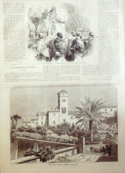 L'Univers illustré 1865 # 423 Népal Pattan temple Krisna Rome villa Malta   