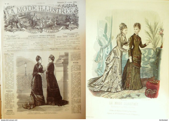 La Mode illustrée journal + gravure associée 1878 # 43