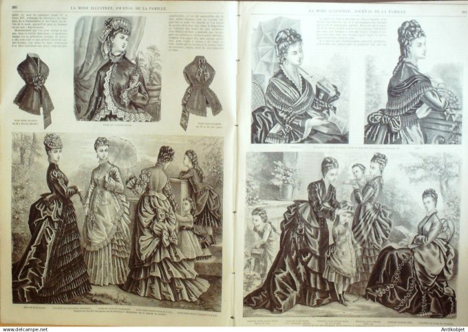 La Mode illustrée journal + gravure associée 1874 # 33