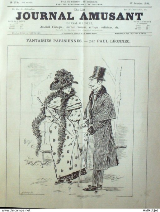 Le Journal Amusant 1891 n°1794 Charit é bons cochers f ée aux chèvres fantaisies parisiennes