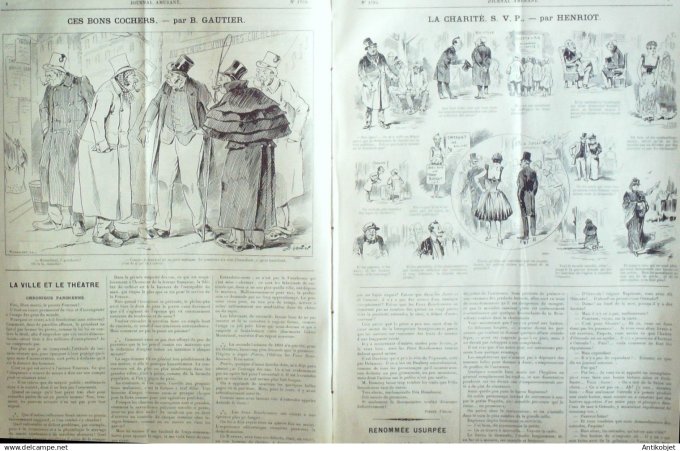 Le Journal Amusant 1891 n°1794 Charit é bons cochers f ée aux chèvres fantaisies parisiennes