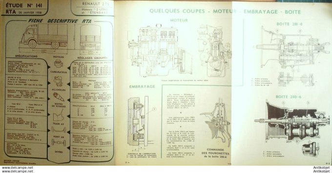 Revue Technique Automobile Camions Renault 2T5 141#1958