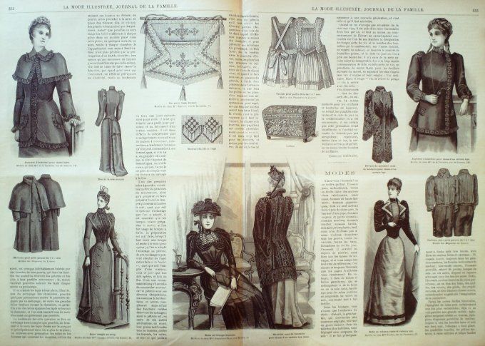 Journal Mode illustrée 1892 # 42 Jaquette capuchon & manteau