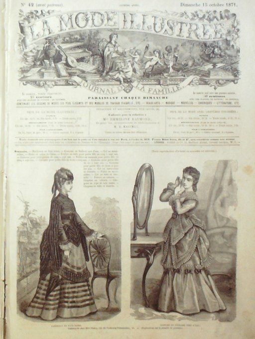 Journal Mode illustrée 1871 # 42 Pardessus en faye & costume foulard 