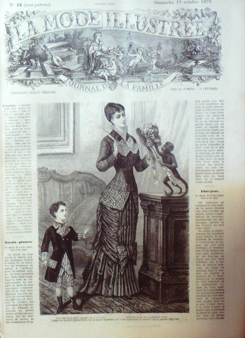 Journal Mode illustrée 1879 # 42 Costume garçon & robe en faye