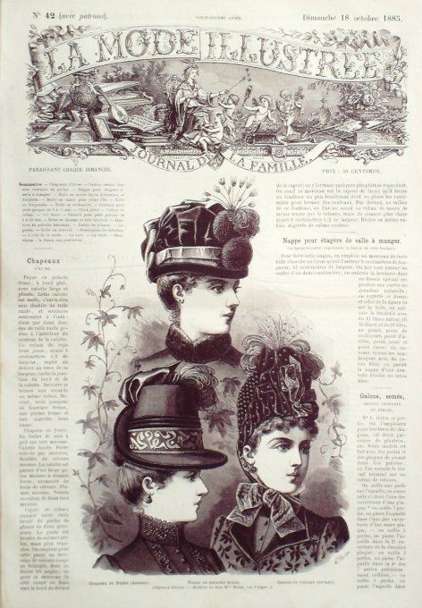 Journal Mode illustrée 1885 # 42 Chapeaux en feutre & toque 