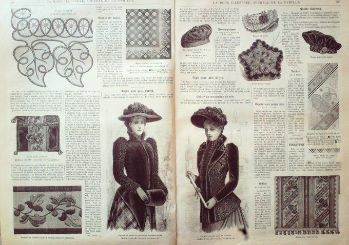 Journal Mode illustrée 1890 # 42 Pélerine-étole & robe lainage