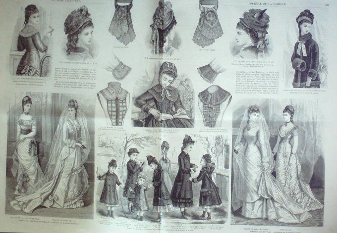 Journal Mode illustrée 1877 # 42 Robes en tissu & faye