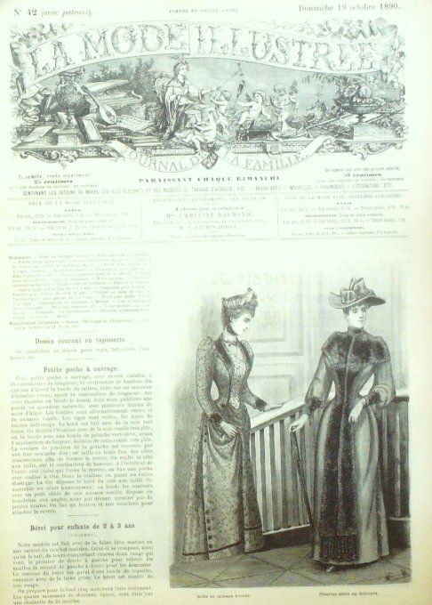 Journal Mode illustrée 1890 # 42 Pélerine-étole & robe lainage