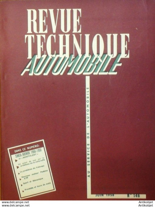 Revue Technique Automobile Simca Aronde 56-58 moteur Perkins 146#1958