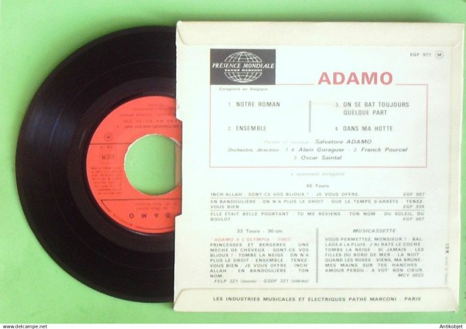 Adamo Salvatore 45T EP Notre romand 1963