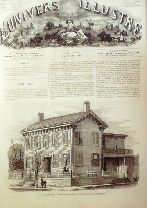 L'Univers illustré 1865 # 430 Washington maison blancheMorlaix Landerneau (29) Lannion Guingamp (22)