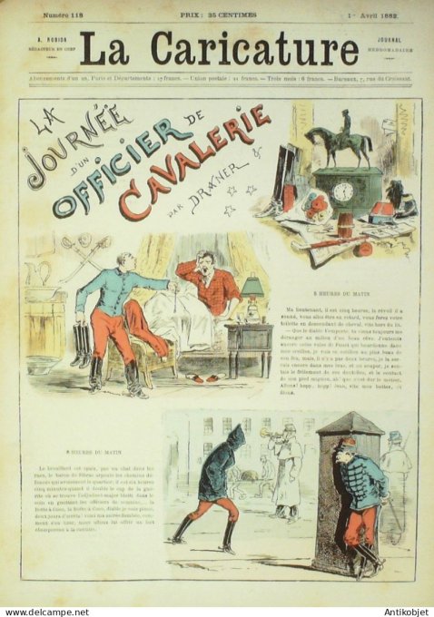 La Caricature 1882 n°118 Journbée d'officier de cavalerie Draner