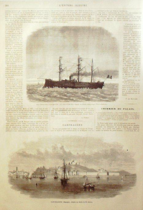 L'Univers illustré 1865 # 432 Frégates La Gloire & Solférino Espagne Carthagène