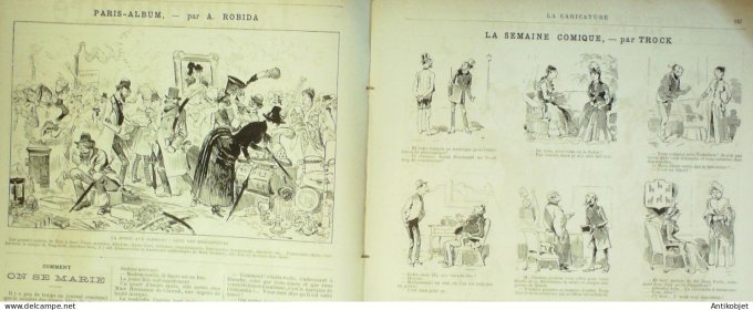 La Caricature 1886 n°332 Place du Trône Sorel Zola Robida Equitation Job