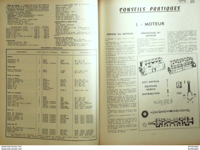 Revue Technique Automobile Camions Diamond T type 967-972  Simca Aronde142#1958