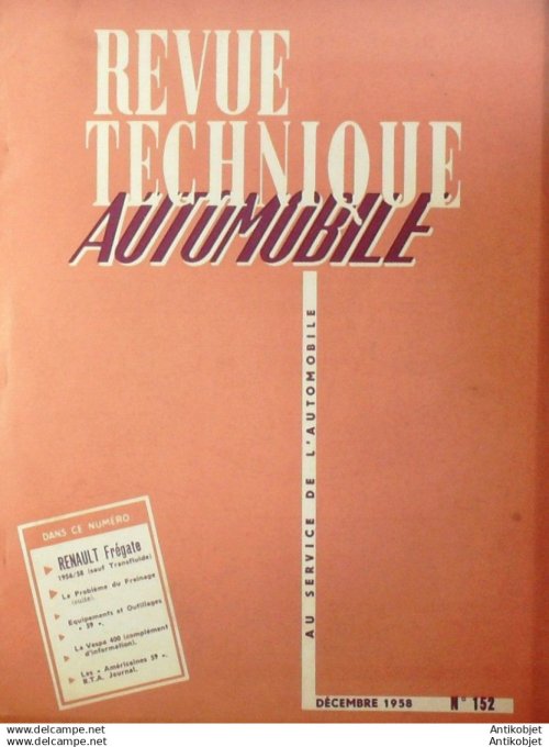 Revue Technique Automobile Renault Frégate 56-58, infos Vespa 400 152#1958