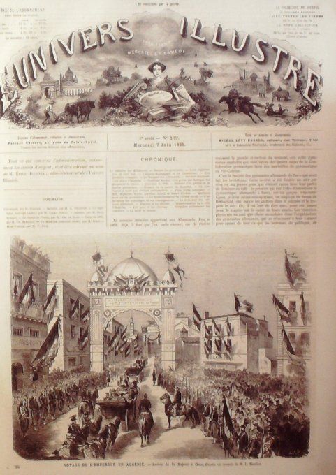 L'Univers illustré 1865 # 439 Algérie Oran Washington Mont-Vernon Allemagne Spréé Italie Salerne 