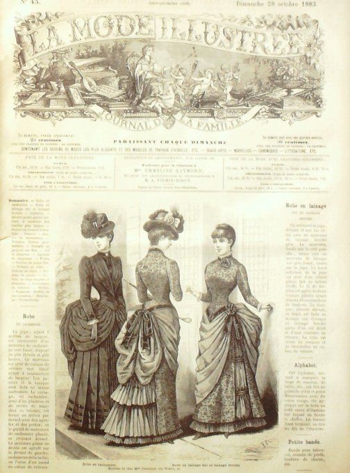 Journal Mode illustrée 1883 # 43 Robes en cachemire & lainage