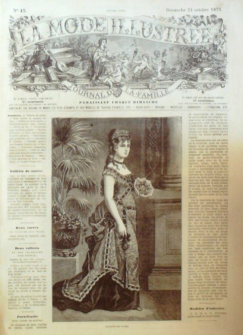 Journal Mode illustrée 1875 # 43 Toilette de soirée