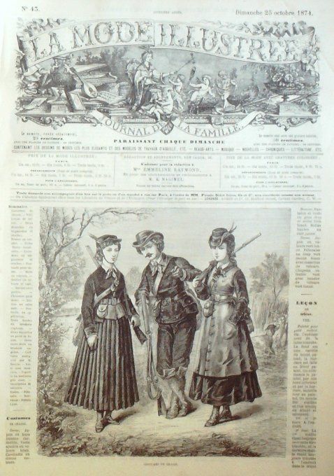 Journal Mode illustrée 1874 # 43 Costumes de chasse