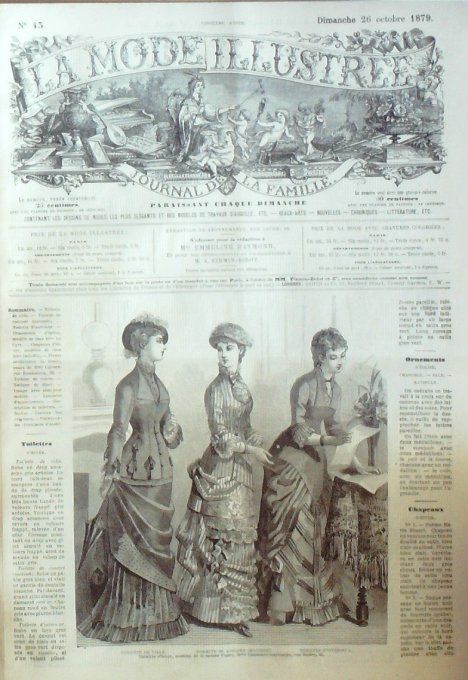 Journal Mode illustrée 1879 # 43 Toilettes de ville et concert