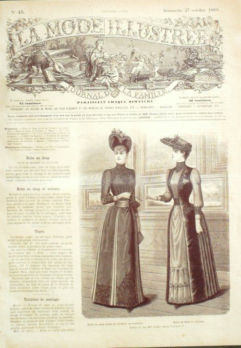 Journal Mode illustrée 1889 # 43 Robes en drap