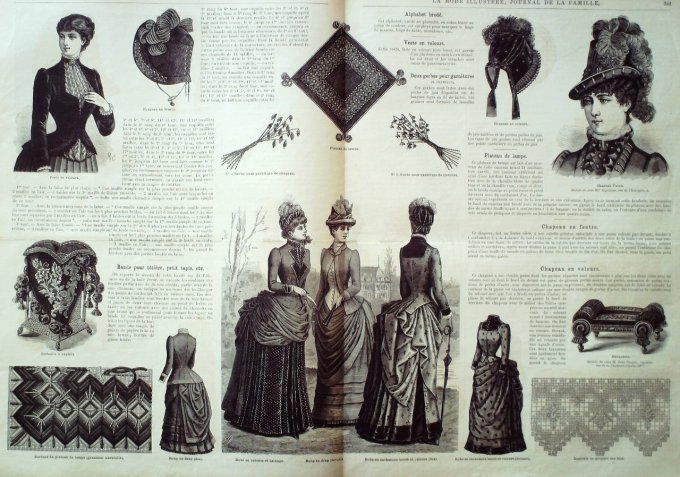 Journal Mode illustrée 1884 # 43 Manteau & Manteau en Ottoman