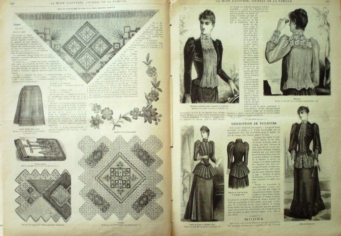 Journal Mode illustrée 1891 # 43 Manteau en cheviote & robe lainage