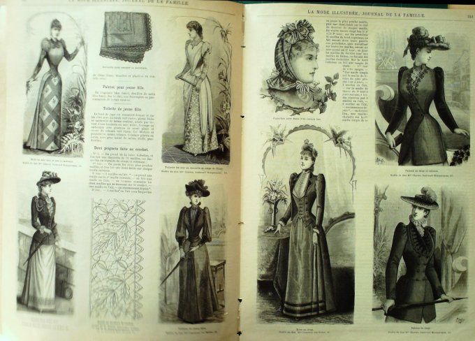 Journal Mode illustrée 1890 # 43 Robes en bengaline & velours