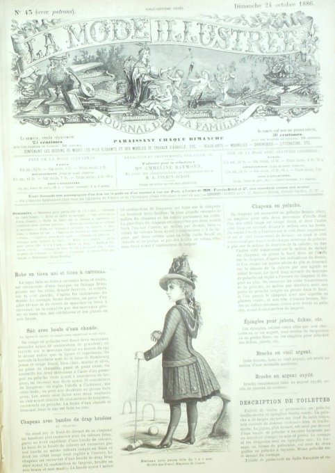 Journal Mode illustrée 1886 # 42 Capotes & Toques