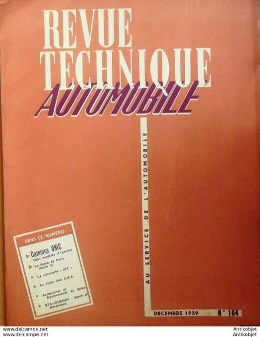 Revue Technique Automobile Camions UNIC Voiturette Jet 164#1959