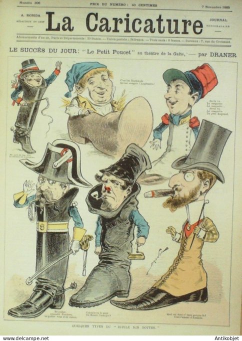 La Caricature 1885 n°306 Succès du jour Petit poucet Draner Loys comme pauvre Job Sorel