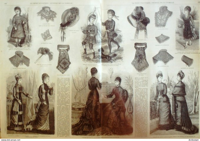 La Mode illustrée journal + gravure associée 1878 # 14